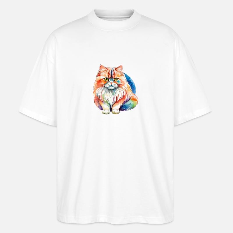 Perserkatze Wasserfarben - Stanley/Stella Oversized Unisex Bio T-Shirt Blaster 2.0 - Weiß