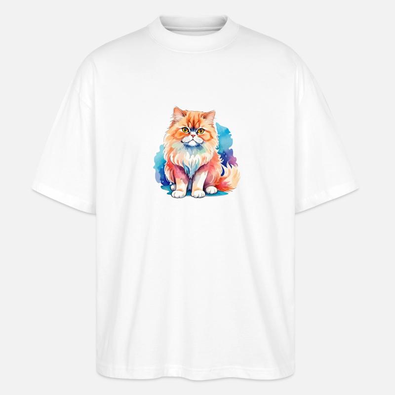 Aquarelles de chat persan - T-shirt bio Blaster 2.0 coupe oversize Stanley/Stella Unisexe - blanc