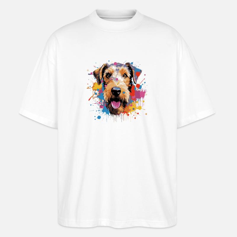 Drahthaar Foxterrier - Stanley/Stella Oversized Unisex Bio T-Shirt Blaster 2.0 - Weiß
