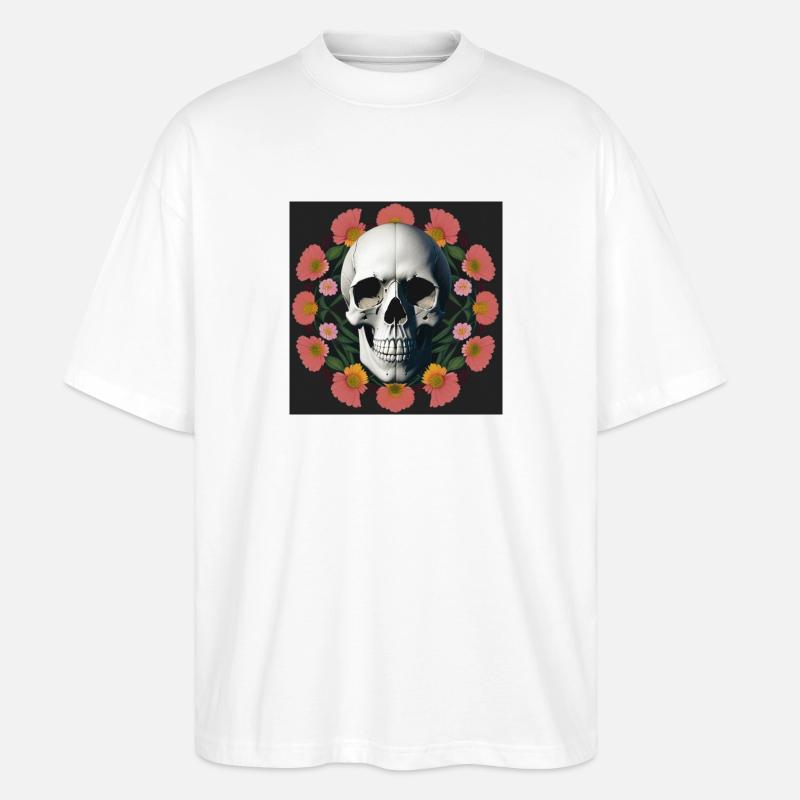 Flower-Skull - Stanley/Stella Oversized Unisex Bio T-Shirt Blaster 2.0 - Weiß