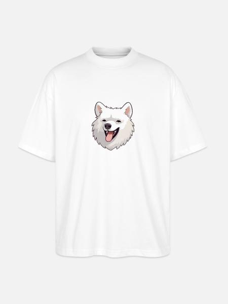 Japansk Spitz Dog Breed Akvarel Tegneserie Kawaii - Stanley/Stella Oversize Unisex Øko T-shirt Blaster 2.0 - hvid