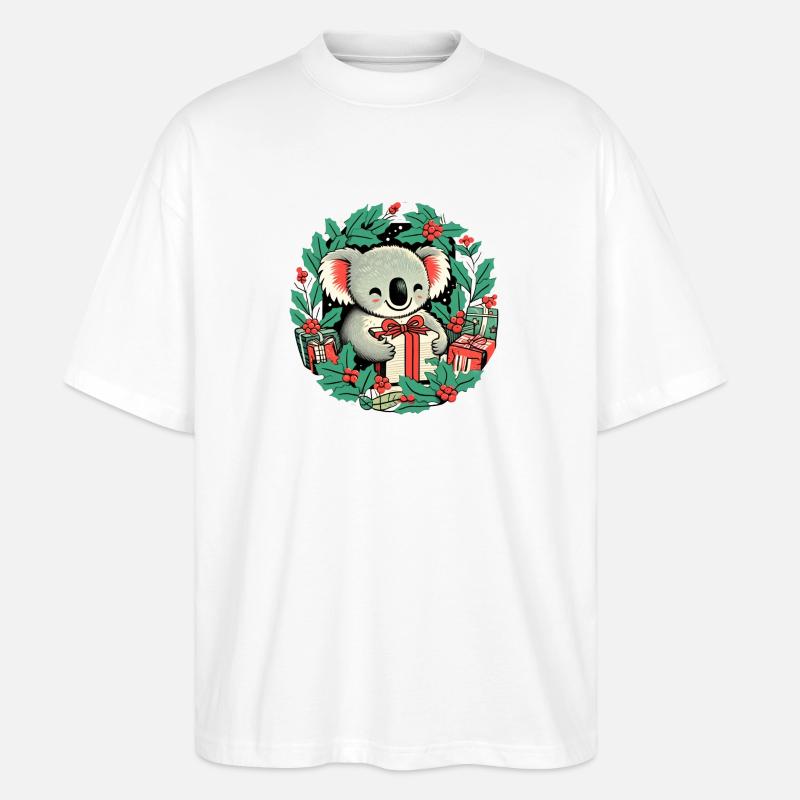 Weihnachts-Koala-Bär - Stanley/Stella Oversized Unisex Bio T-Shirt Blaster 2.0 - Weiß