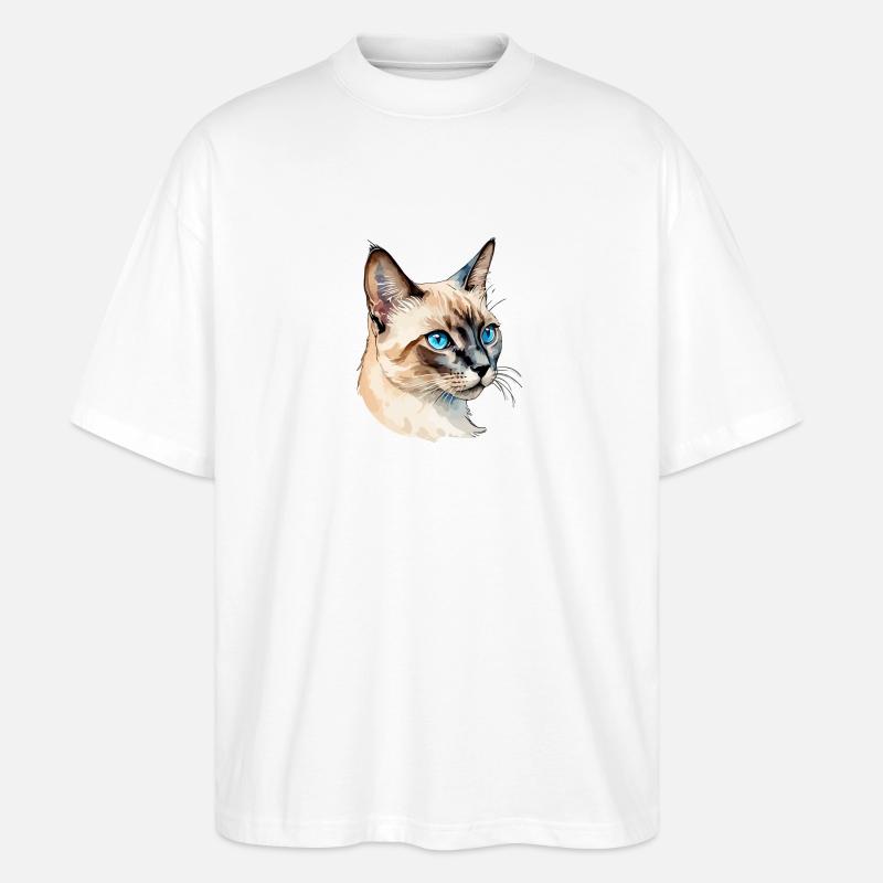 Siamkatze Wasserfarben - Stanley/Stella Oversized Unisex Bio T-Shirt Blaster 2.0 - Weiß