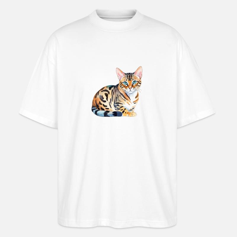 Bengalkatze Wasserfarben - Stanley/Stella Oversized Unisex Bio T-Shirt Blaster 2.0 - Weiß