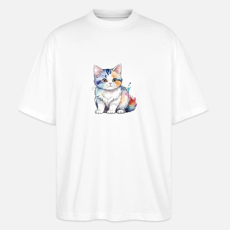 Munchkin Teckel Chat Aquarelle - T-shirt bio Blaster 2.0 coupe oversize Stanley/Stella Unisexe - blanc