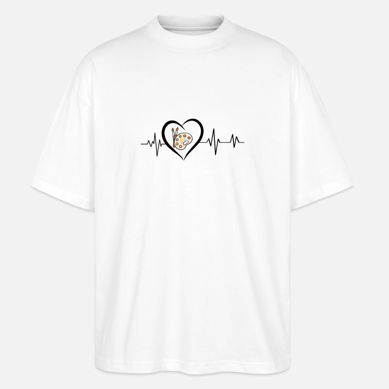 battement de cœur dessin - T-shirt bio Blaster 2.0 coupe oversize Stanley/Stella Unisexe - blanc