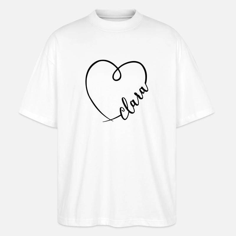 Clara Name Kalligrafie Herz - Stanley/Stella Oversized Unisex Bio T-Shirt Blaster 2.0 - Weiß