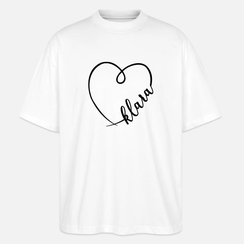 Klara Imię Kaligrafia Serce - Ekologiczne Koszulka Oversize Unisex Stanley/Stella Blaster 2.0 - biały