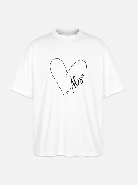 Alisa Name Herzlinie - Stanley/Stella Oversized Unisex Bio T-Shirt Blaster 2.0 - Weiß