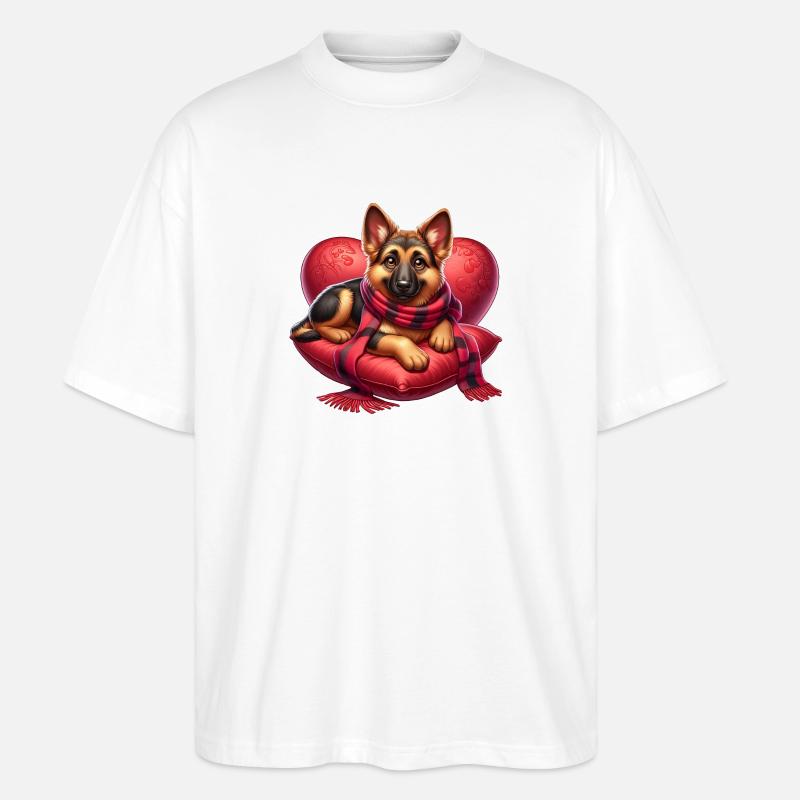 Deutscher Schäferhund Kunst - Stanley/Stella Oversized Unisex Bio T-Shirt Blaster 2.0 - Weiß
