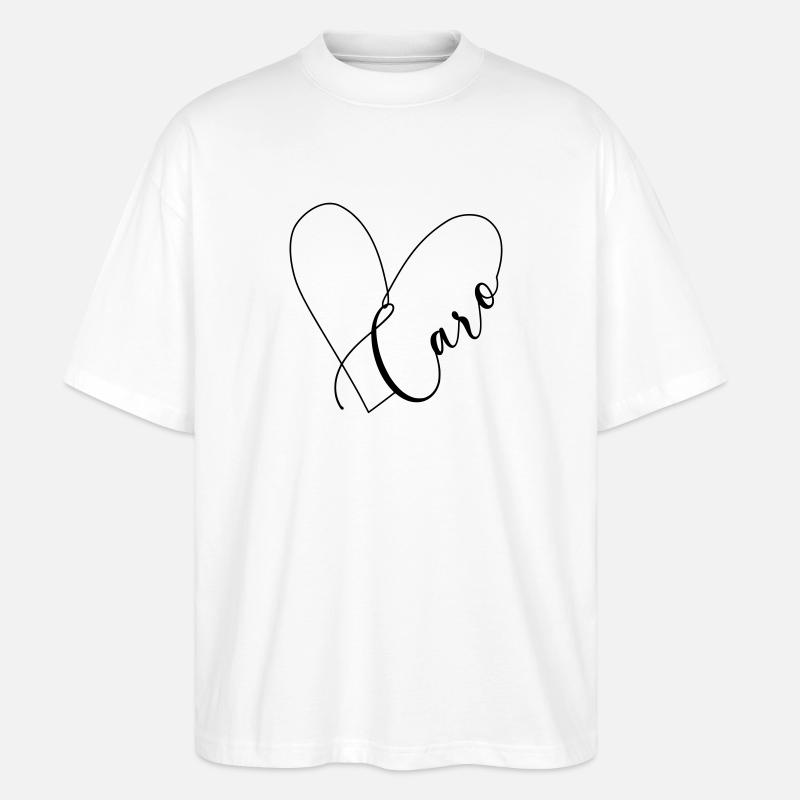 Caro Nom Ligne de coeur - T-shirt bio Blaster 2.0 coupe oversize Stanley/Stella Unisexe - blanc