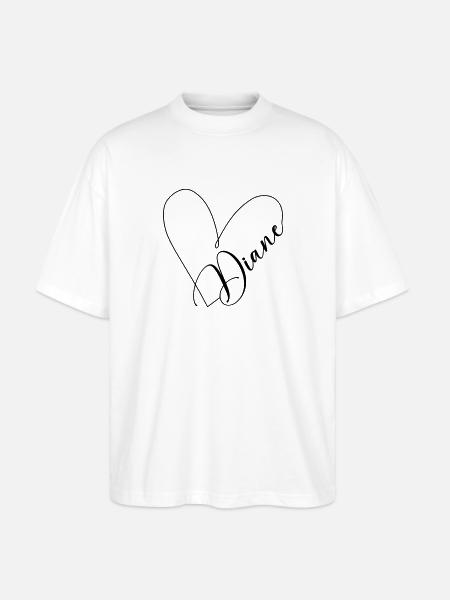 Diane Name Heart Line - Stanley/Stella Oversized Unisex Organic T-shirt Blaster 2.0 - white