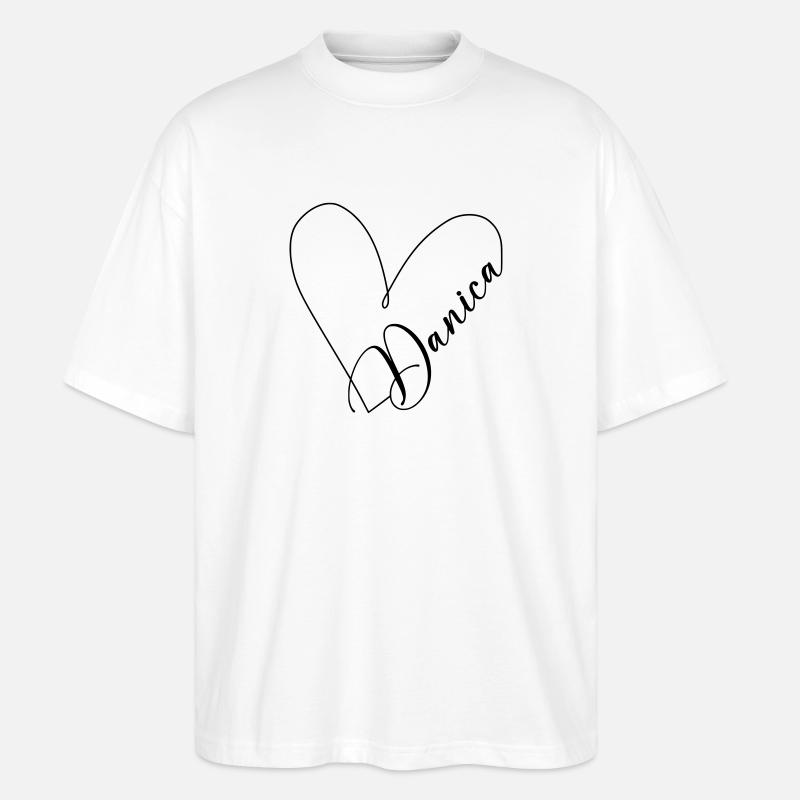 Danica Name Herzlinie - Stanley/Stella Oversized Unisex Bio T-Shirt Blaster 2.0 - Weiß