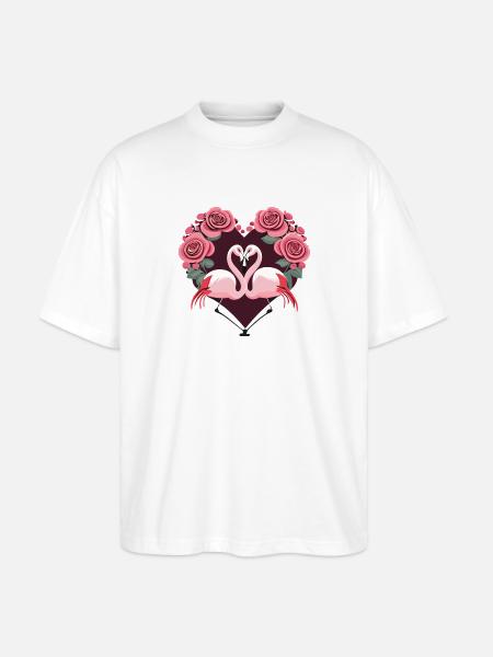 flamingo herz rosen - Stanley/Stella Oversized Unisex Bio T-Shirt Blaster 2.0 - Weiß