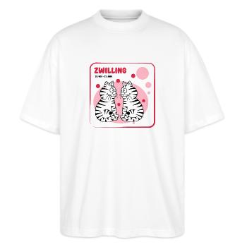 Signe du zodiaque Gémeaux - T-shirt bio Blaster 2.0 coupe oversize Stanley/Stella Unisexe - blanc - Devant - Alina (178cm) & Michal (187cm)