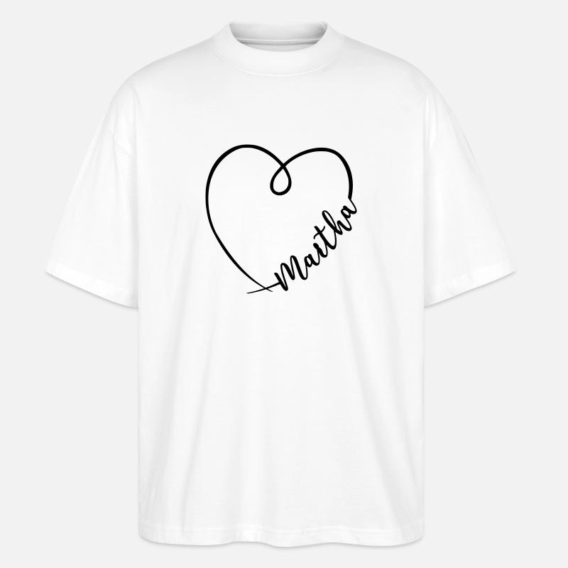 Martha Name Calligraphy Heart - Stanley/Stella Oversized Unisex Organic T-shirt Blaster 2.0 - white