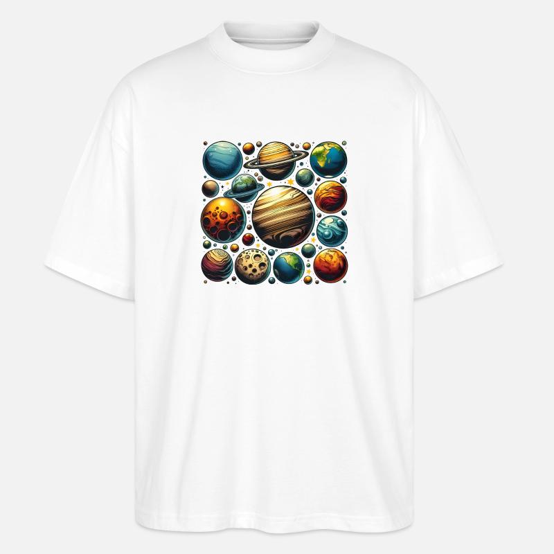Planeten Design - Stanley/Stella Oversized Unisex Bio T-Shirt Blaster 2.0 - Weiß