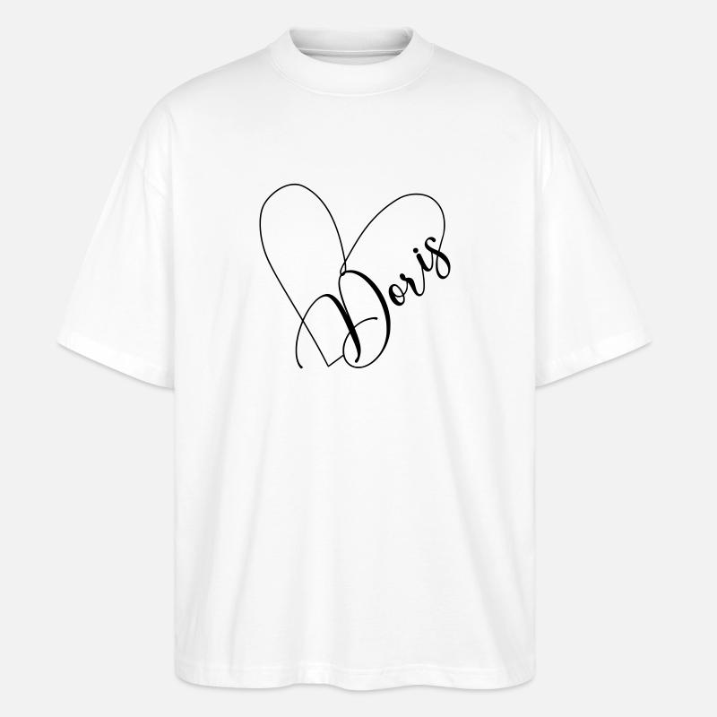 Doris Name Heart Line - Stanley/Stella Oversized Unisex Organic T-shirt Blaster 2.0 - white