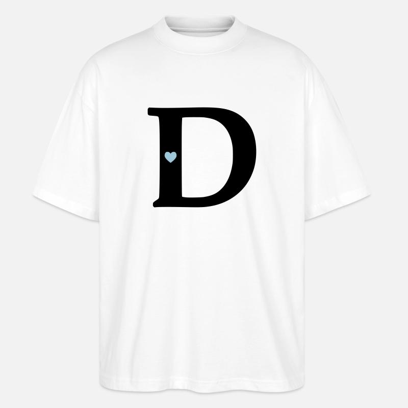 Buchstabe D Anfangsbuchstabe - Stanley/Stella Oversized Unisex Bio T-Shirt Blaster 2.0 - Weiß