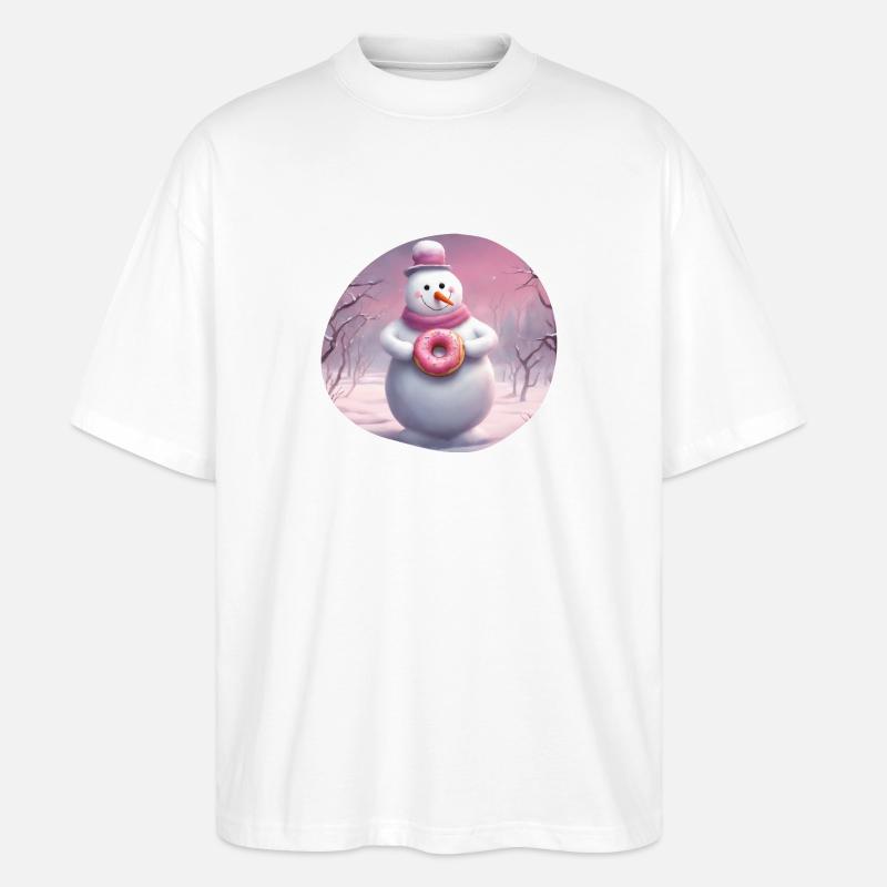 Schneemann mit Donut - Stanley/Stella Oversized Unisex Bio T-Shirt Blaster 2.0 - Weiß