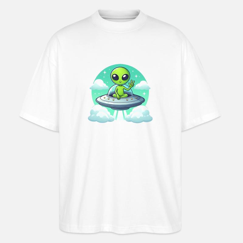 Alien zeigt Peace - Stanley/Stella Oversized Unisex Bio T-Shirt Blaster 2.0 - Weiß