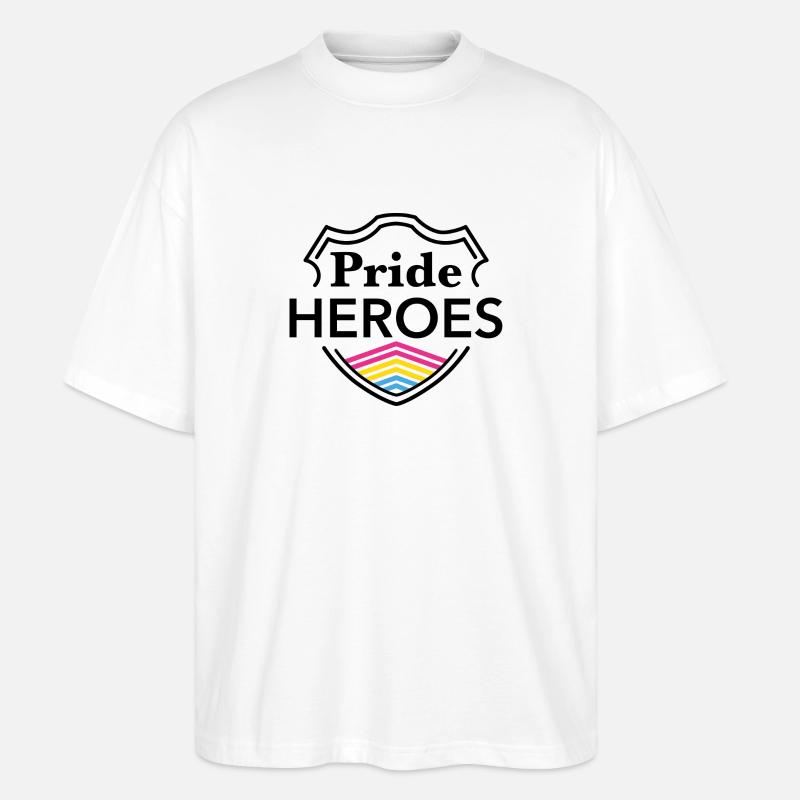 PrideHeroes Pan Flag - Stanley/Stella Oversized Unisex Bio T-Shirt Blaster 2.0 - Weiß