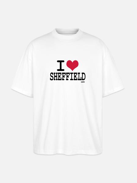 i love sheffield by wam - Stanley/Stella Oversized Unisex Organic T-shirt Blaster 2.0 - white
