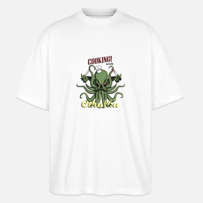 Kochen mit Cthulhu! - Stanley/Stella Oversized Unisex Bio T-Shirt Blaster 2.0 - Weiß