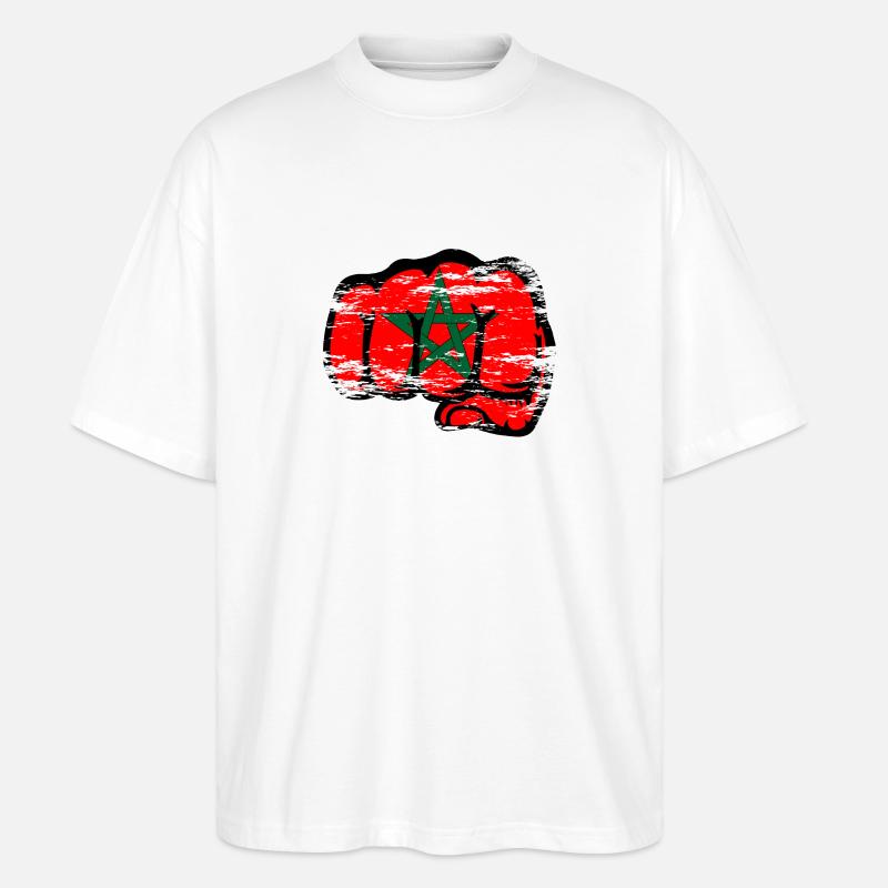 Marokko Flagge Hand Faust used - Stanley/Stella Oversized Unisex Bio T-Shirt Blaster 2.0 - Weiß