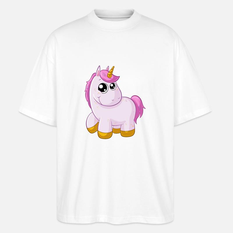 Pinkes Comic Einhorn - Stanley/Stella Oversized Unisex Bio T-Shirt Blaster 2.0 - Weiß