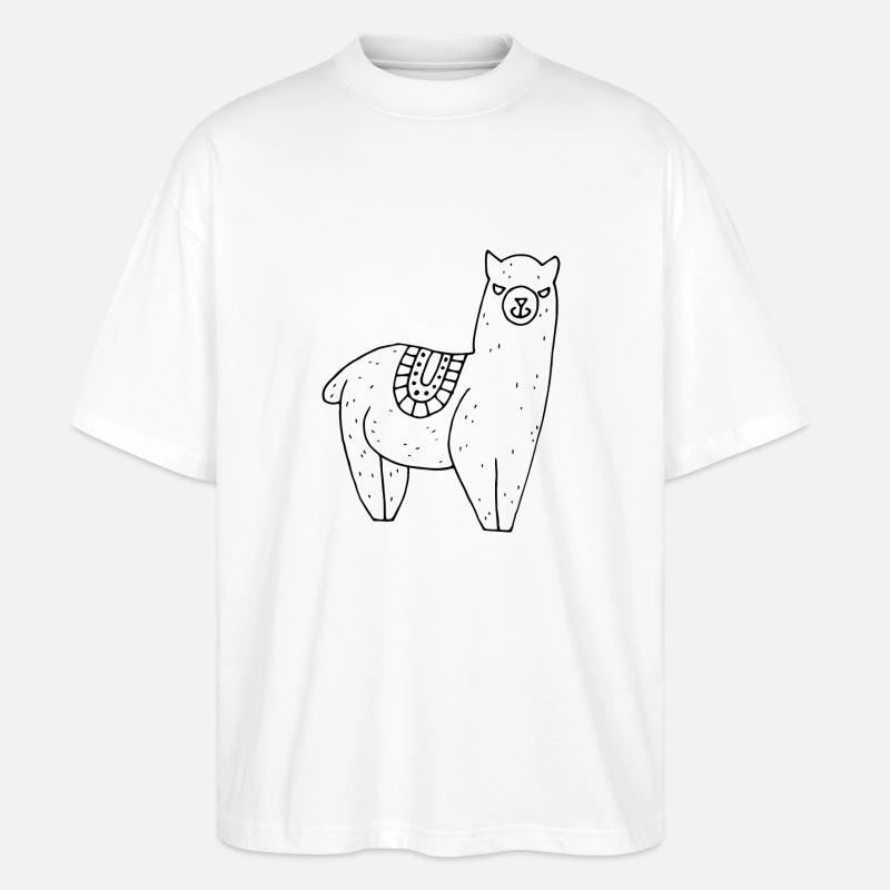 Alpaka mit Decke - Stanley/Stella Oversized Unisex Bio T-Shirt Blaster 2.0 - Weiß