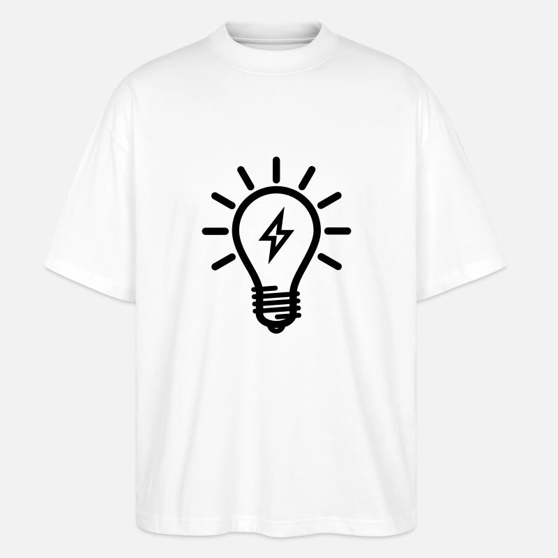 Glübirne mit Blitz - Stanley/Stella Oversized Unisex Bio T-Shirt Blaster 2.0 - Weiß