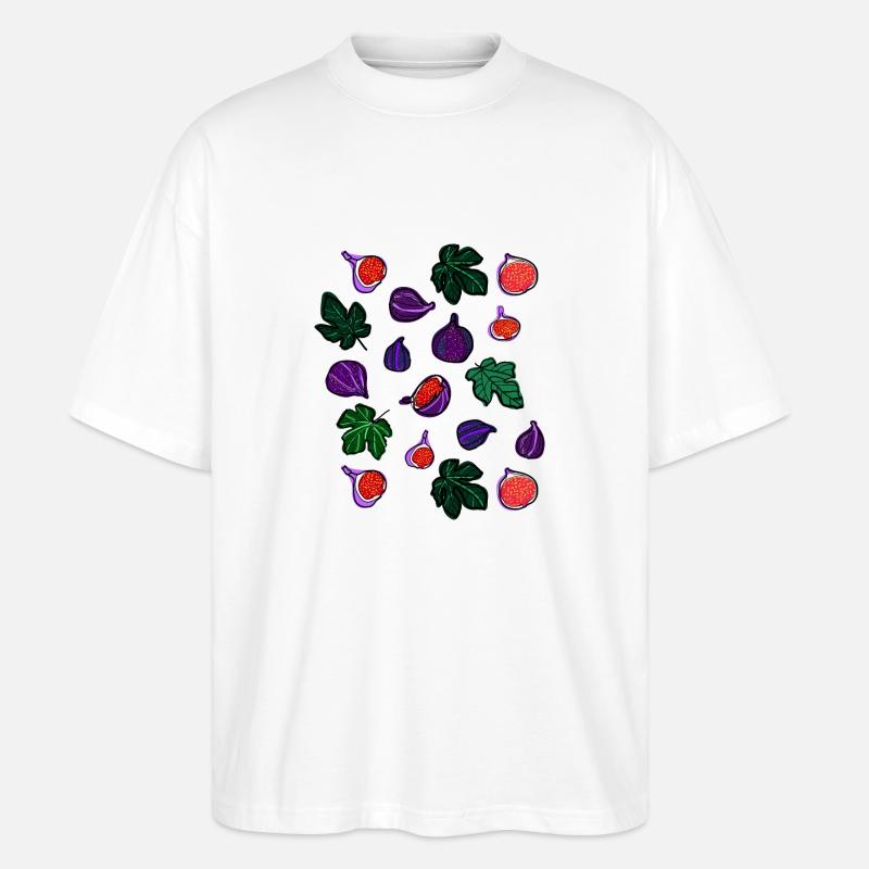 Feigen Früchte Muster1 - Stanley/Stella Oversized Unisex Bio T-Shirt Blaster 2.0 - Weiß
