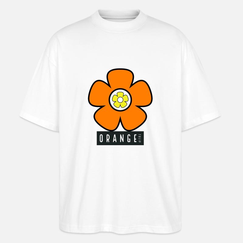 Orange Tulip Double-Flower - Stanley/Stella Oversized Unisex Bio T-Shirt Blaster 2.0 - Weiß