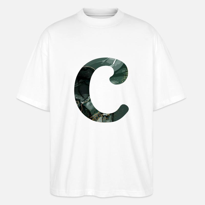 Grün marmorierter Buchstabe c - Stanley/Stella Oversized Unisex Bio T-Shirt Blaster 2.0 - Weiß