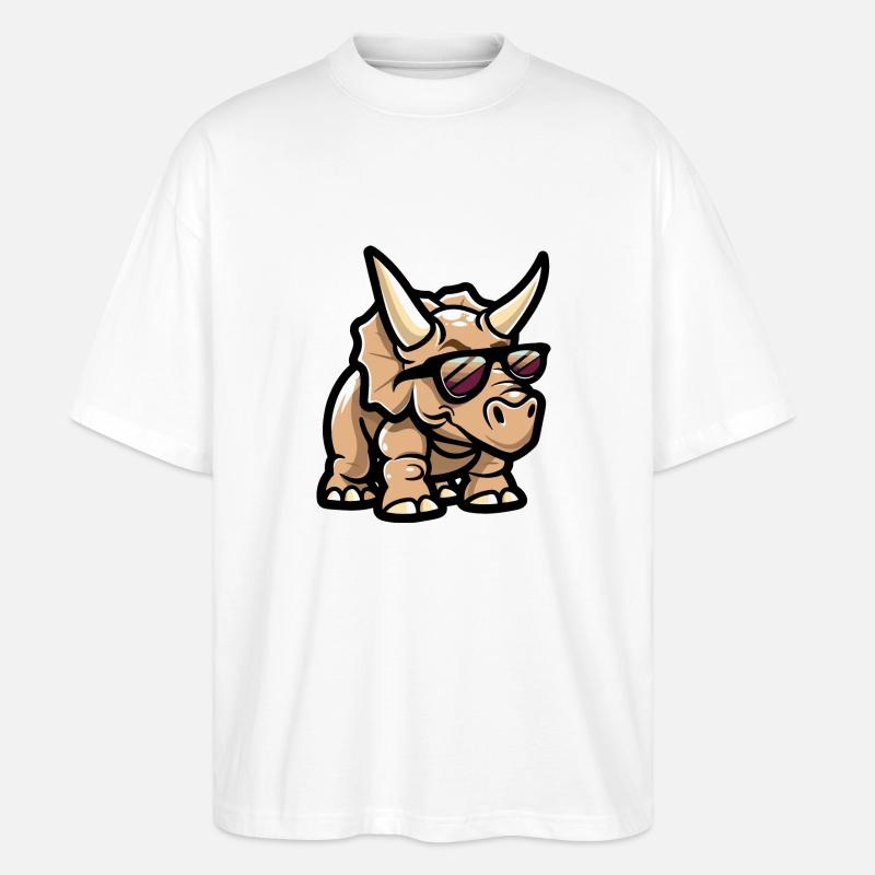 Dinosaurier triceratops Comic Cool - Stanley/Stella Oversized Unisex Bio T-Shirt Blaster 2.0 - Weiß