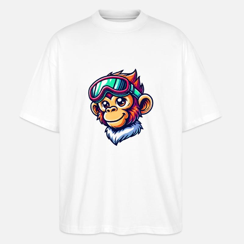Monkey Ski Goggles Comic - Stanley/Stella Oversized Unisex Organic T-shirt Blaster 2.0 - white