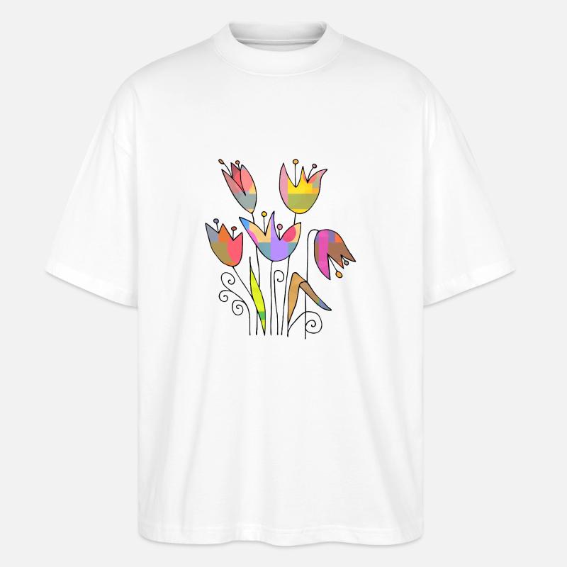 Blumen - Stanley/Stella Oversized Unisex Bio T-Shirt Blaster 2.0 - Weiß