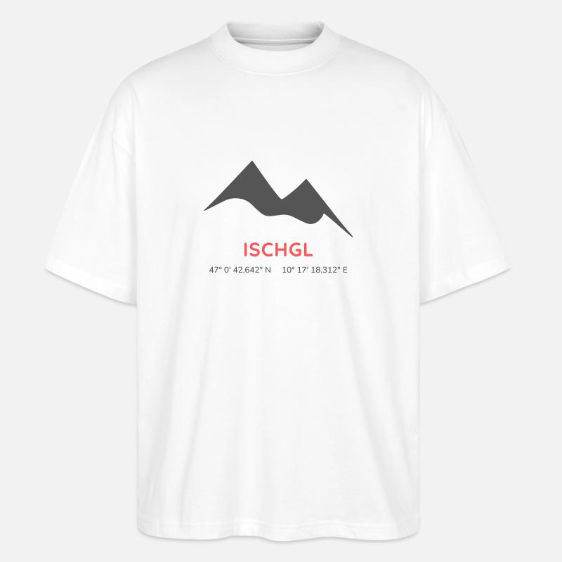 Minimalistisches Ischgl-Logo - Stanley/Stella Oversized Unisex Bio T-Shirt Blaster 2.0 - Weiß