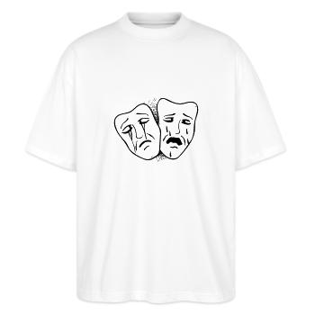 Mourning behind masks - Stanley/Stella Oversized Unisex Organic T-shirt Blaster 2.0 - white - Front - Alina (178cm) & Michal (187cm)