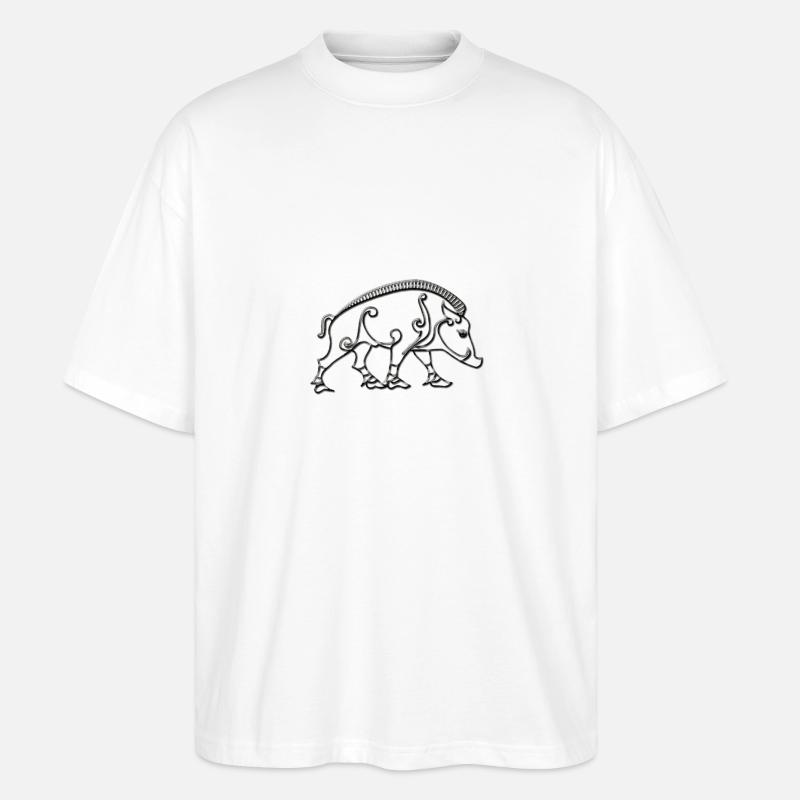 Celtic boar - Stanley/Stella Oversized Unisex Organic T-shirt Blaster 2.0 - white