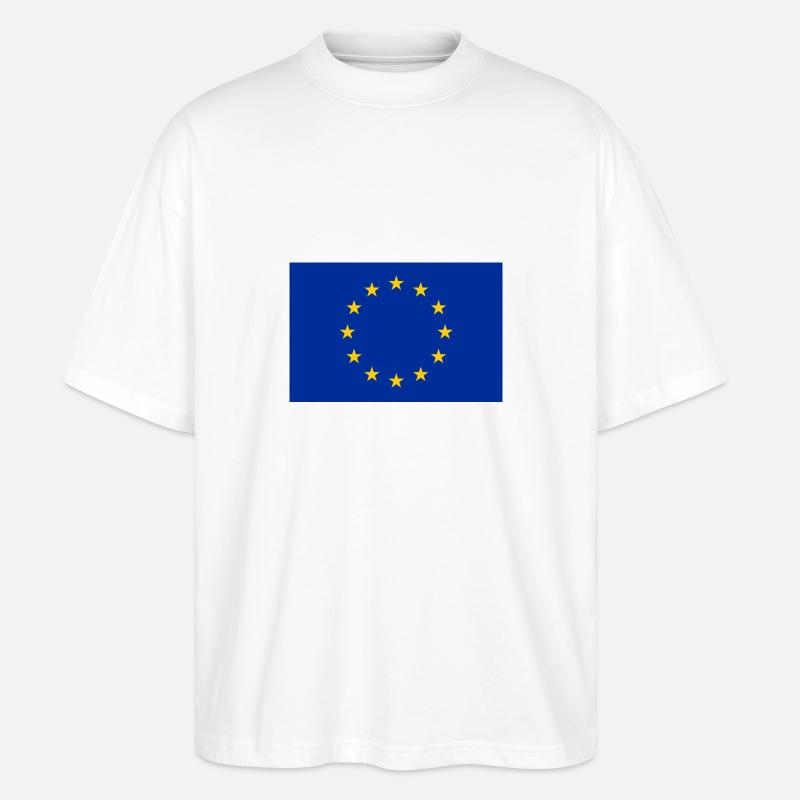 Drapeau de l’UE - T-shirt bio Blaster 2.0 coupe oversize Stanley/Stella Unisexe - blanc