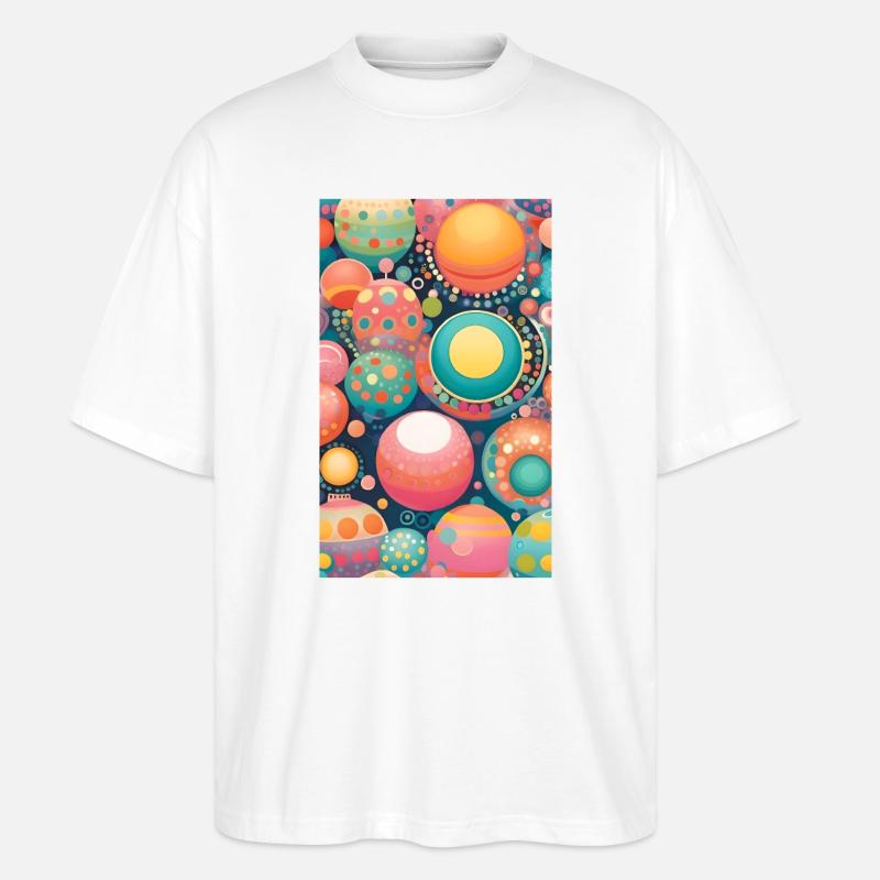 Géométrie circulaire douce - T-shirt bio Blaster 2.0 coupe oversize Stanley/Stella Unisexe - blanc