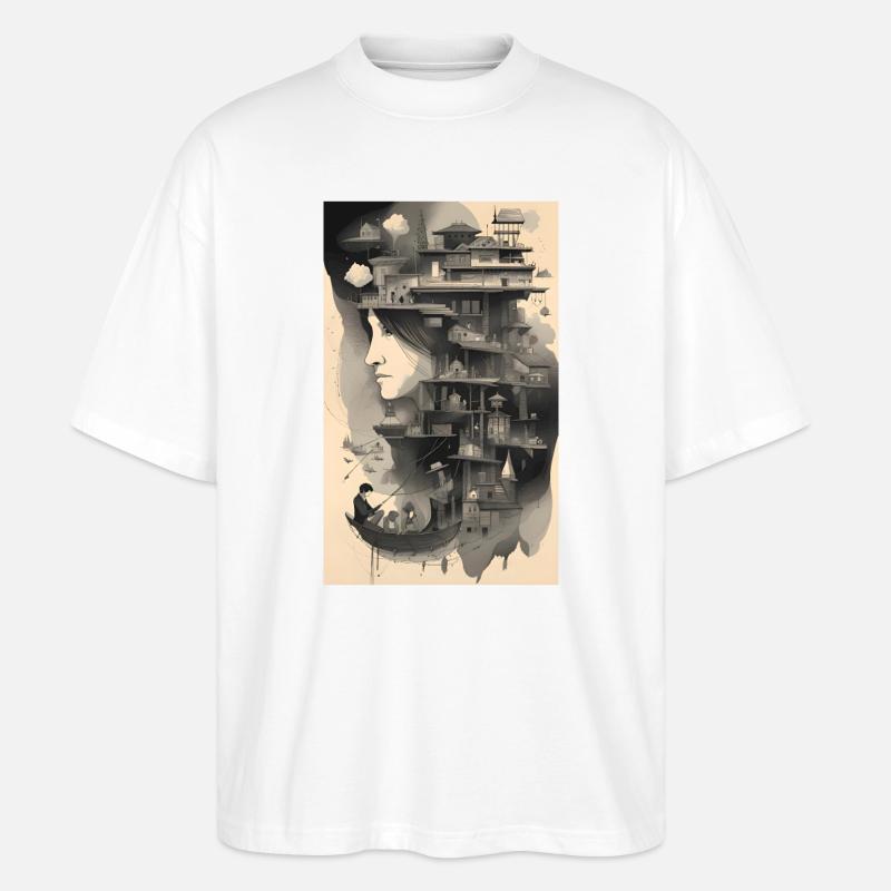 Mutterschaft Tinte Traumlandschaft - Stanley/Stella Oversized Unisex Bio T-Shirt Blaster 2.0 - Weiß