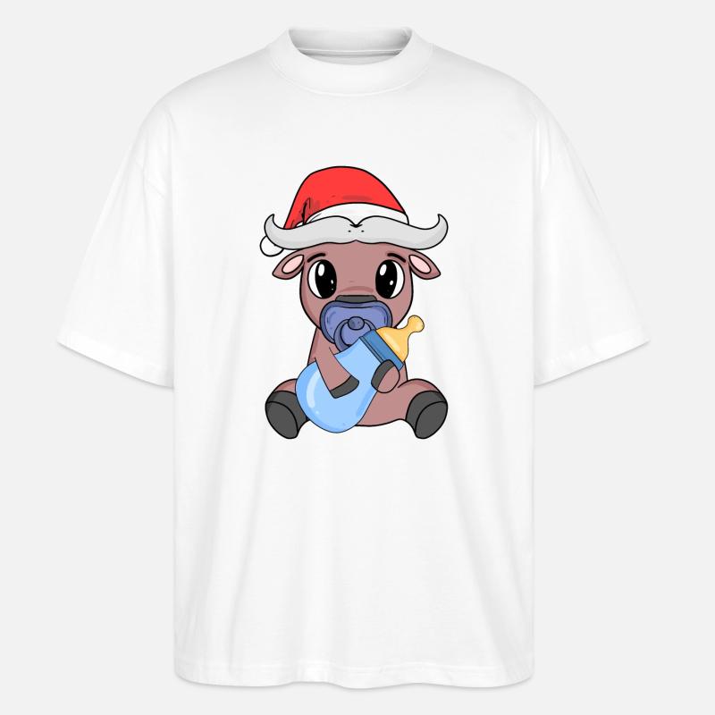 Bœuf bébé Noël - T-shirt bio Blaster 2.0 coupe oversize Stanley/Stella Unisexe - blanc