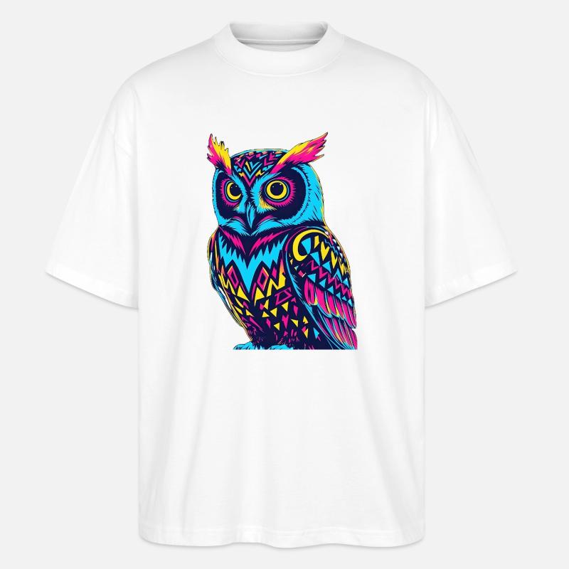 Neon Tribal Eule Design - Stanley/Stella Oversized Unisex Bio T-Shirt Blaster 2.0 - Weiß