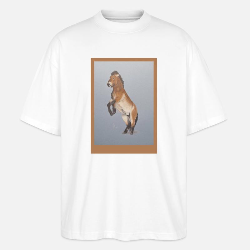 Hochreitendes Pferd - Stanley/Stella Oversized Unisex Bio T-Shirt Blaster 2.0 - Weiß
