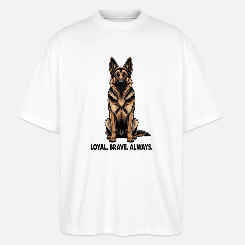 Deutscher Schäferhund Loyal Brave Always - Stanley/Stella Oversized Unisex Bio T-Shirt Blaster 2.0 - Weiß