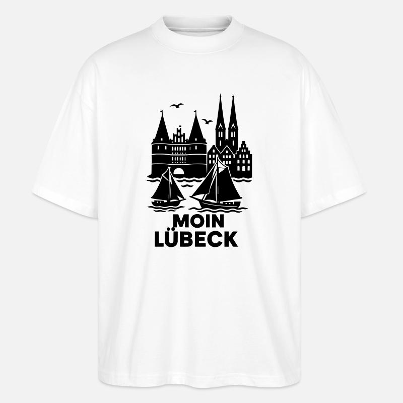 Lübeck Silhouette Moin - Stanley/Stella Oversized Unisex Bio T-Shirt Blaster 2.0 - Weiß
