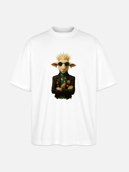 Punkgoat with star band - Stanley/Stella Oversized Unisex Organic T-shirt Blaster 2.0 - white